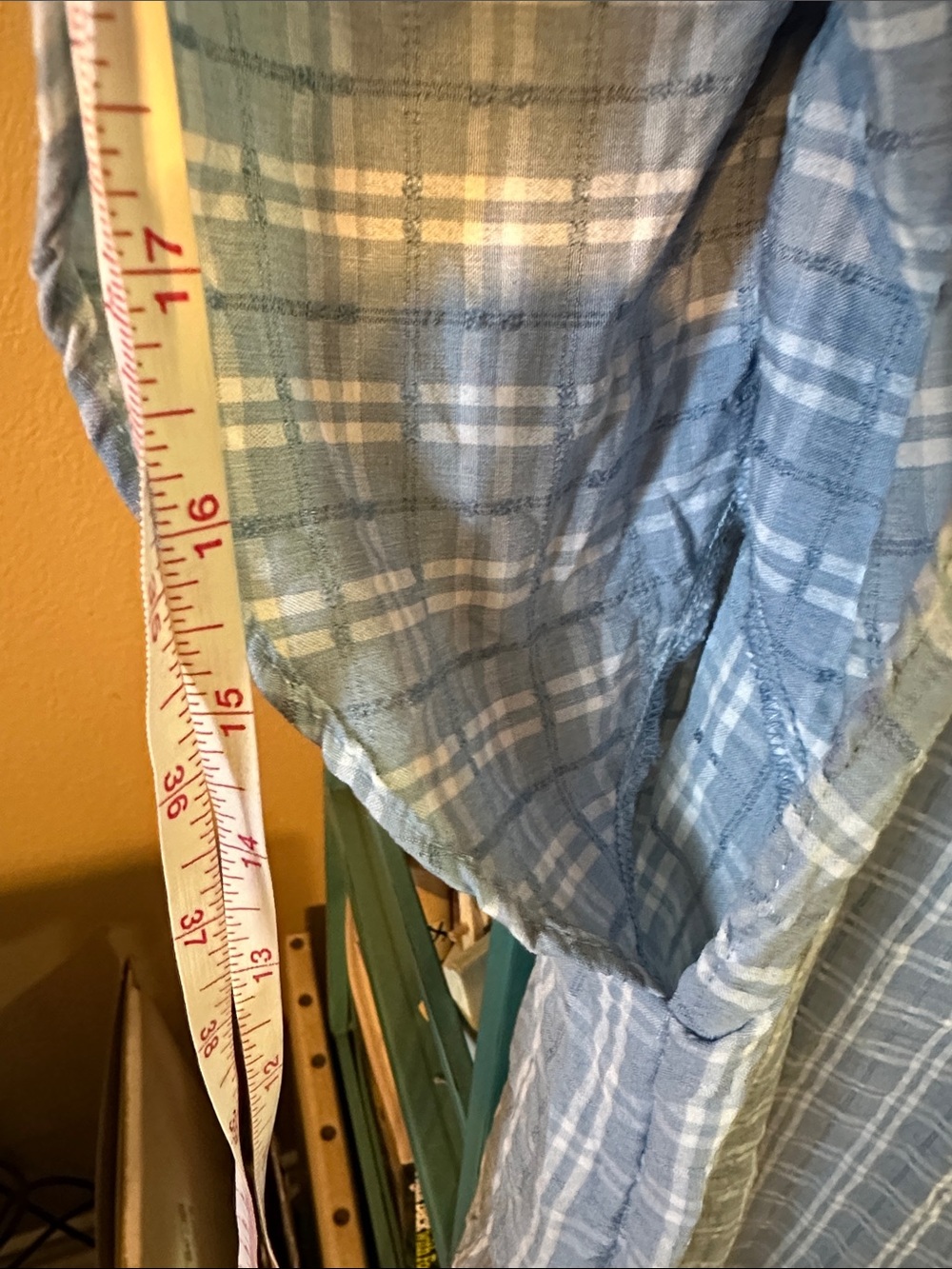Blu Pepper Light Blue Plaid Ruffle Sleeve Tie-Neck Top - Picture 5 of 11